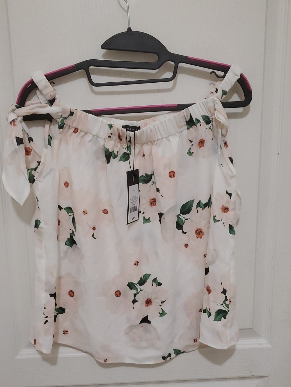 Dynamite White Floral Tie-Shoulder Camisole US M